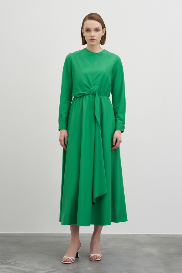 Miori - Miori Colore Pamuklu Elbise Yeşil