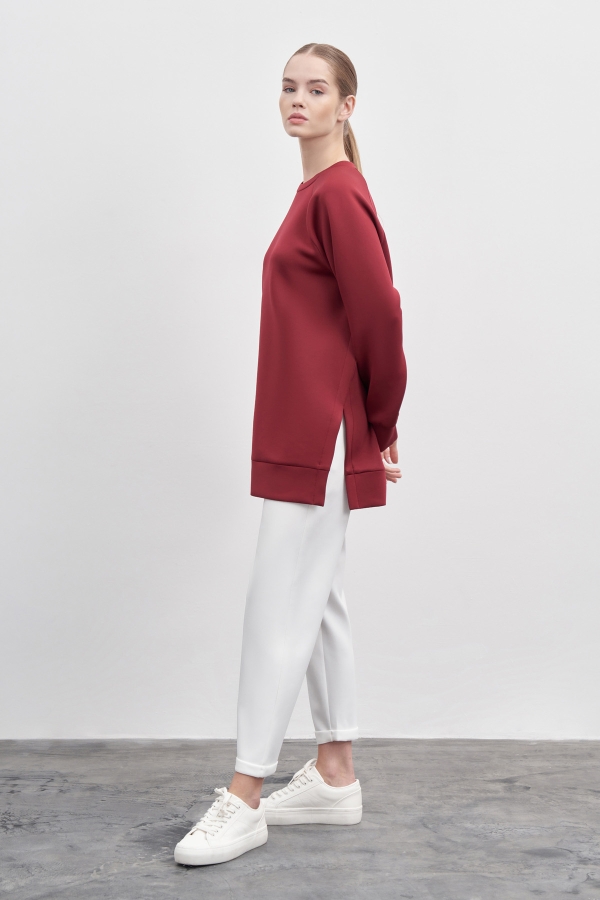 Miori Sport Puf Sweat Bordo - Thumbnail